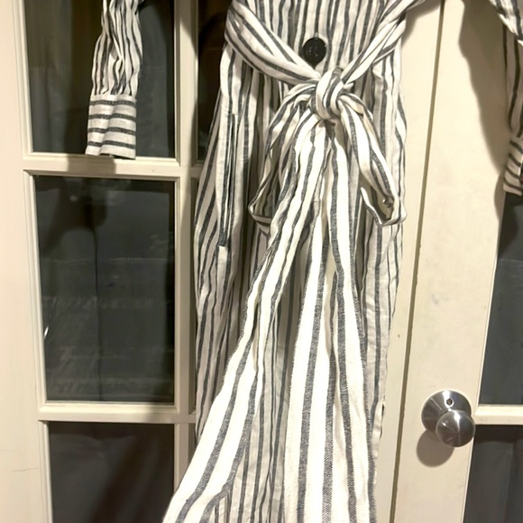 Zara Linen Striped Belted Dress - Picture 8 of 9